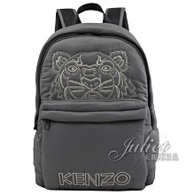 【茱麗葉精品】全新精品 KENZO 5SF300 經典電繡虎頭尼龍休閒後背包.鐵灰 大 現貨