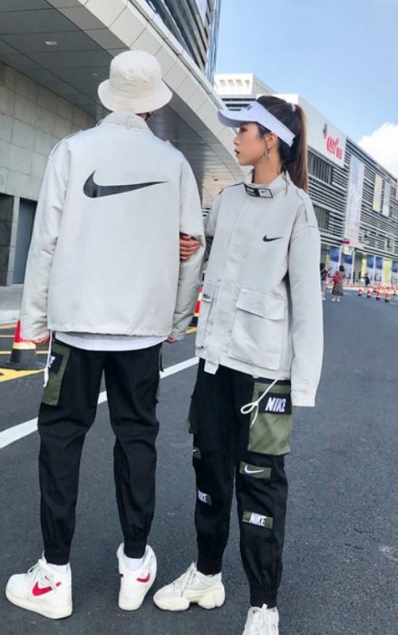 -NIKE 耐吉 工裝休閒套裝 衣+褲  春秋薄款 情侶套裝戶外登山服休閒服 長袖套裝