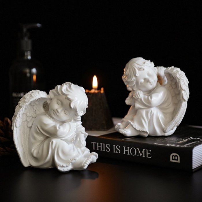 擺件 歐式創意祈禱小天使擺件樹脂天使工藝品兒童房裝飾品結婚生日禮物