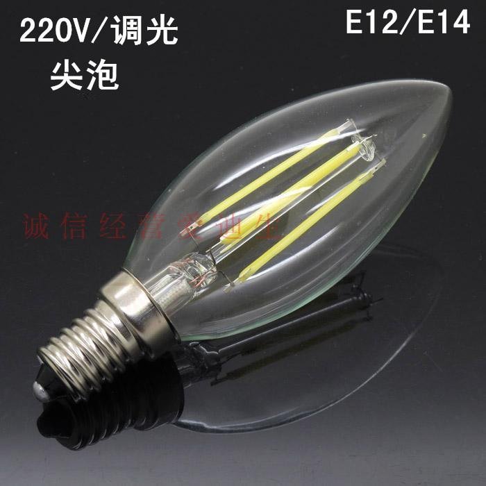 5Cgo【權宇】5Cgo【權宇】LED愛迪生復古電燈泡仿鎢絲E12 E14 2W 4W 6V 220V可調光燈絲燈蠟燭拉