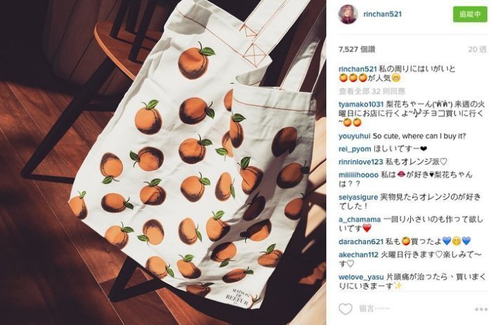 日本完售 橘子托特包Maison de reefur梨花愛用Rinka tote bag購物袋