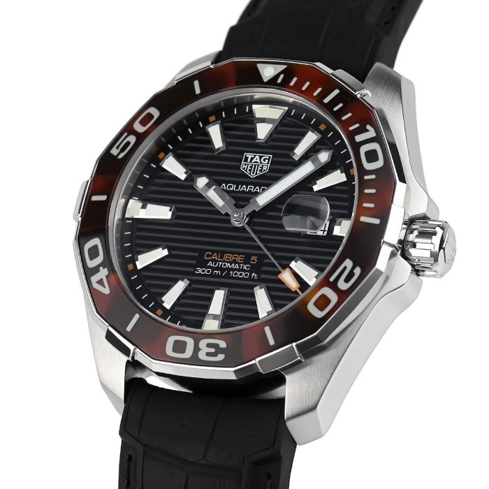 TAG HEUER WAY201N.FT6177 泰格豪雅錶 機械錶 43mm 競潛系列 黑面盤 潛水錶 黑皮錶帶 男錶