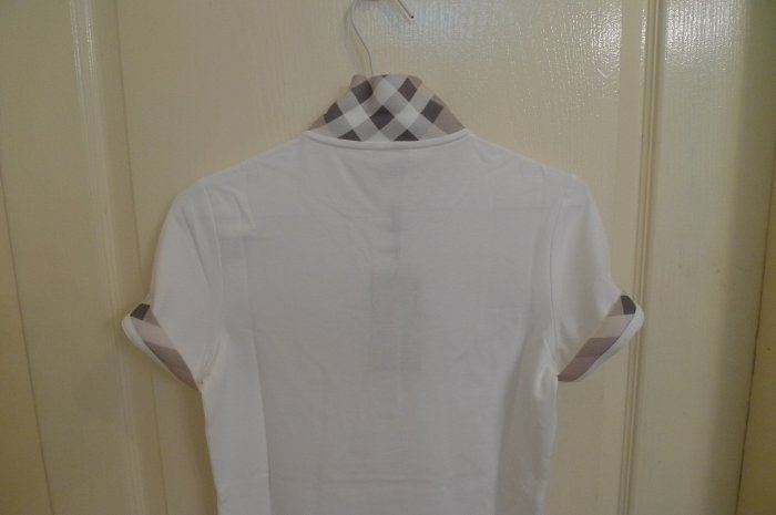 Burberry Check Trim Stretch Cotton Piqué Polo Shirt短袖Polo衫白色