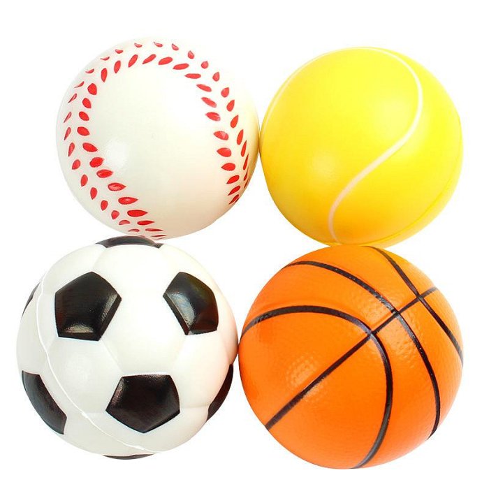 ＊賢媽優品＊PU發泡球(籃球/足球/棒球/網球四款一袋) 復健球 安全彈力球 紓壓球 泡綿球 軟球 約6公分海綿球 壓力球