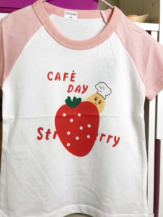 全館滿699免運【MONKEY BABY 】100%純棉草莓圖案短袖T恤