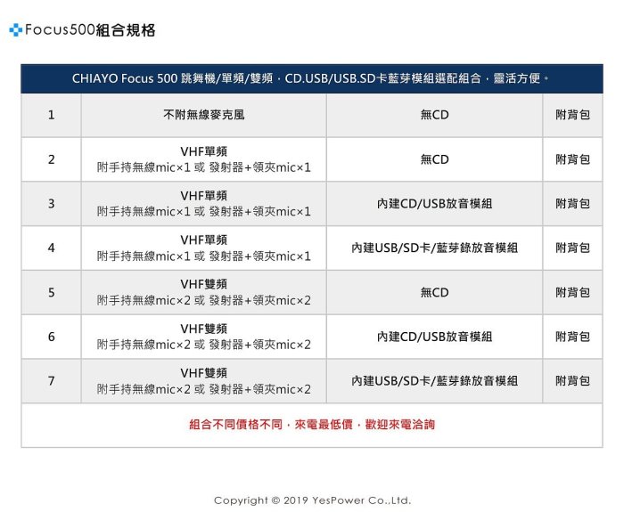 ＊來電享最低價＊Focus 500 CHIAYO 50W單頻道無線擴音機 VHF USB/SD卡/藍芽/錄放音模組/台製