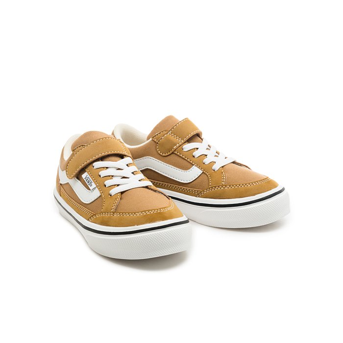 Luxury】VANS KIDS FALKEN 大童鞋白紅Vans童鞋兒童鞋魔鬼氈透氣帆布鞋