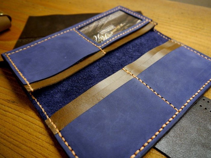 KH手工皮革工作室 MIT台灣製造全手作 長皮夾 牛皮長夾 錢包 證件照片透明夾層 鈔票夾 手機 護照 信用卡證件信用卡