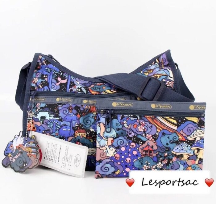 Lesportsac 奇幻仙履 側肩背/斜背/手拿降落傘防水包 7520 附小收納袋 限量