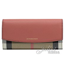 【茱麗葉精品】全新精品 BURBERRY 專櫃商品 8035791 PORTER 牛皮格紋棉麻釦式長夾.玫粉 預購