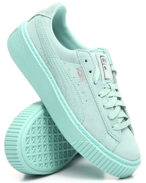 =CodE= PUMA BASKET PLATFORM RESET 珍珠皮革增高厚底鞋(蒂芬妮綠)363313-03.女