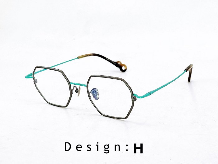 【本閣】Design:H DH711 韓國造型光學眼鏡 消光黑/蒂芬妮雙色烤漆多邊型超輕鈦鏡框