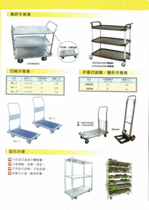 【塑鋼手推車-黃色】新款塑鋼平板車、多層塑鋼平板車 、磚車、籠車、馬椅、工作架、二輪手推車、田斗車、水泥車、台灣製造