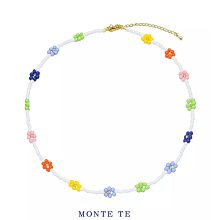 【MONTE TE手作飾品】彩色米珠串珠小花多巴胺穿搭鎖骨鍊頸鍊