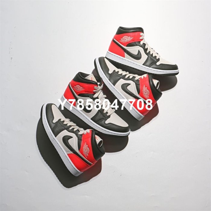 Air Jordan 1 Mid Newsprint 黑米紅 運動 籃球鞋 DQ6078-100