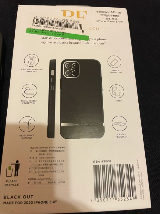 Richmond&Finch RF瑞典手機殼 - 黑 (iPhone 12 mini 5.4吋)二手商品售價含運