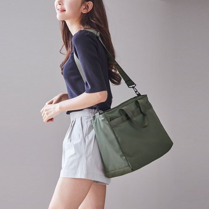 韓國原創手提尼龍公文包女商務大容量單肩包旅行斜跨手提電腦包