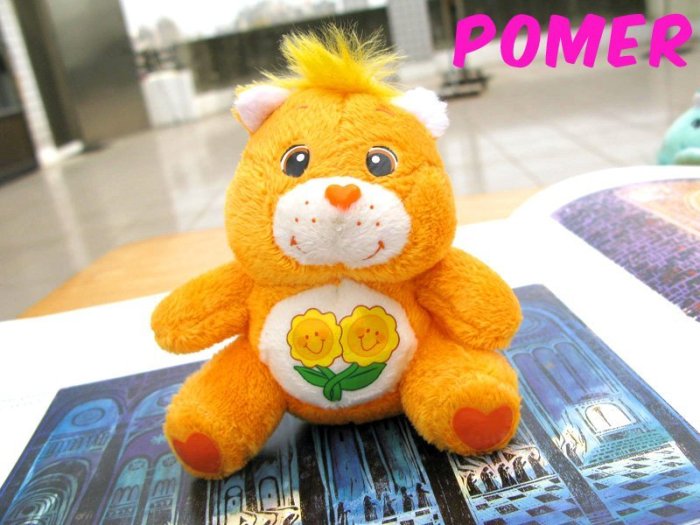 ☆POMER☆日本帶回絕版正品 care bears 彩虹熊 黃色微笑太陽花 橙橘小熊毛絨絨娃娃玩偶吊飾