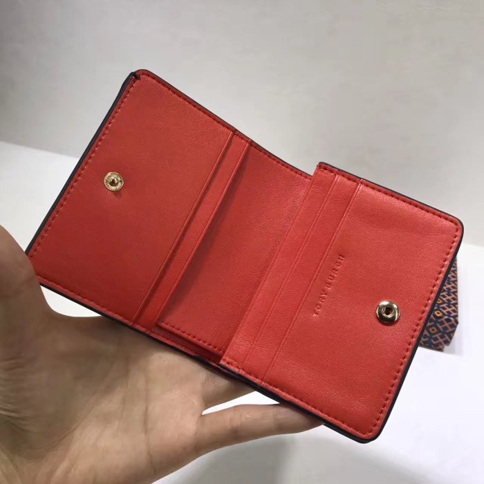 SUNDAY 代購  美國正品 Tory Burch  1310 短夾 兩折錢夾 水波紋牛皮 藏藍