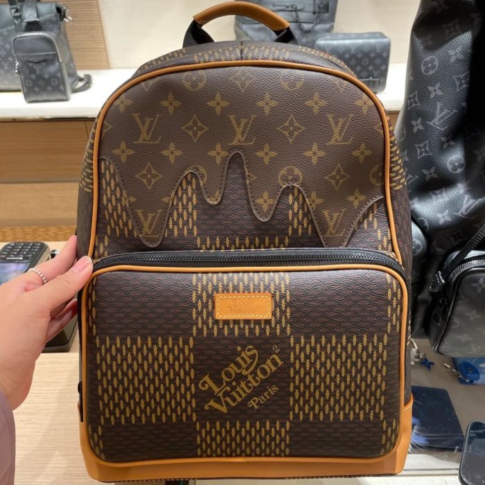 【翰貝格名牌館】全新真品 LV x Nigo 聯名 CAMPUS 拼接 融化 字紋 大棋盤格 後背包 N40380