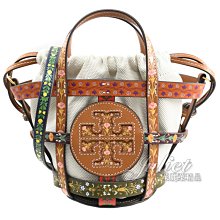 【茱麗葉精品】【全新商品】TORY BURCH 專櫃商品 85194 Ella 花卉圖騰提籃束口兩用包.咖邊 現貨