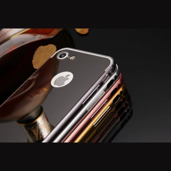 丁丁 iPhone 11 Pro Max XR XS鏡面手機殼 蘋果i8/7 Plus 電鍍金屬邊框殼6s全包防摔保護套