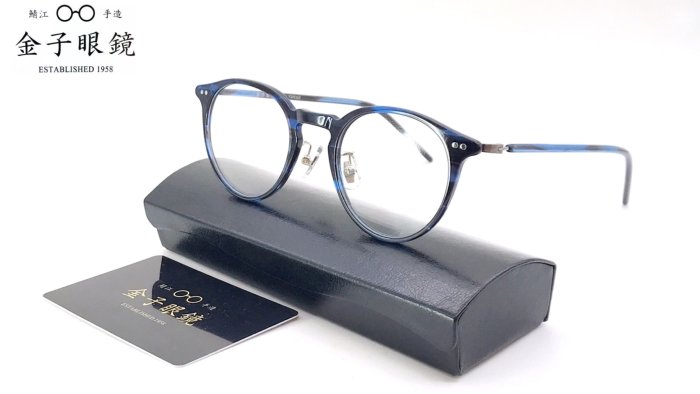 本閣】金子眼鏡KC39 Kaneko 復古手工職人光學眼鏡日本製賽璐珞圓框藍色 