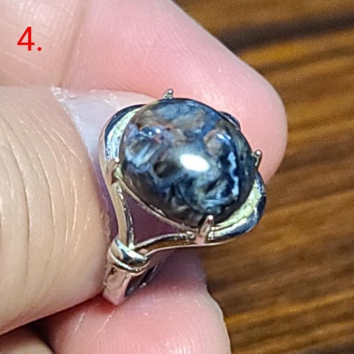 彼得石 藍彼得石 戒指 風暴石 地球紋 蛋面 天然 ❤水晶玉石特賣#B524-2
