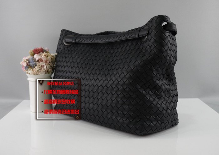 優買二手精品名牌店 BOTTEGA VENETA BV 紫藍色羊皮 雙帶 編織包 購物包 肩背包 托特包 全新