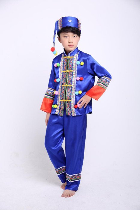 兒童苗族舞蹈演出服裝男童少數民族侗族彝族土家族舞臺表演服批發