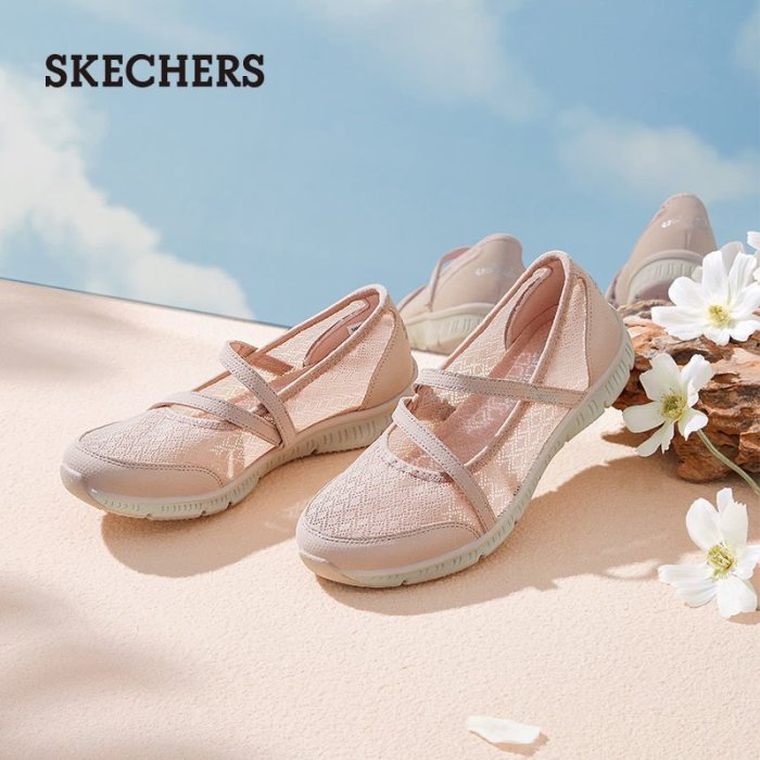 100原廠％Skechers斯凱奇官方2021新款女鞋樂福鞋懶人鞋瑪麗珍平底鞋芭蕾鞋