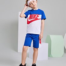 『NIKE 童裝-春夏款』NY2122013 中性款棉質套裝/短袖T恤+短褲(110-130公分)☆土耳其藍☆