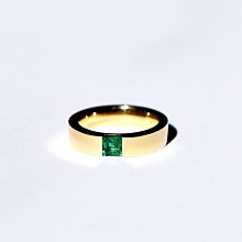 首飾 戒指 項鏈 手鏈 鈦鋼歐美卡鑲天然祖母綠鋯石戒指鍍18K金綠寶石男士簡約流行ins霸氣款