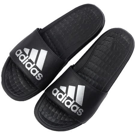 【鞋印良品】adidas 愛迪達 OLOOMIX SLIDE 運動拖鞋 泡棉 黑銀 復刻字 復古 海灘拖 AQ5897