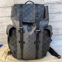 《真愛名牌精品》LV M45419 CHRISTOPHER MM 黑灰花 PVC 雙扣 後背包*全新品*代購