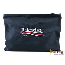 ＊奢華大道國際精品＊【BL10】BALENCIAGA Explorer系列刺繡LOGO深藍色尼龍手拿包