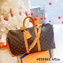 二手旗艦 LOUIS VUITTON LV 字紋 KEEPALL 45CM 手提包 肩背 兩用包(中友店)13809