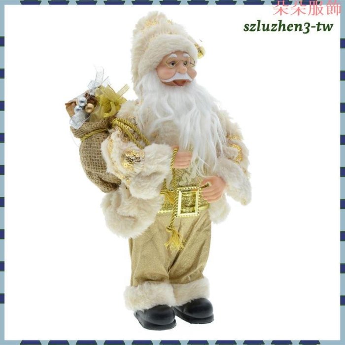 [SzluzhenfbTW] 30 厘米高站立的聖誕老人娃娃聖誕節人物裝飾品金色毛絨家用