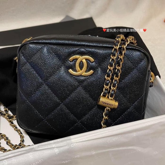 CHANEL 香奈兒 黑金 魚子醬皮 相機包 🖤