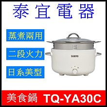 【泰宜電器】SAMPO 聲寶 TQ-YA30C 美型蒸煮二用電火鍋(附蒸籠) 3L