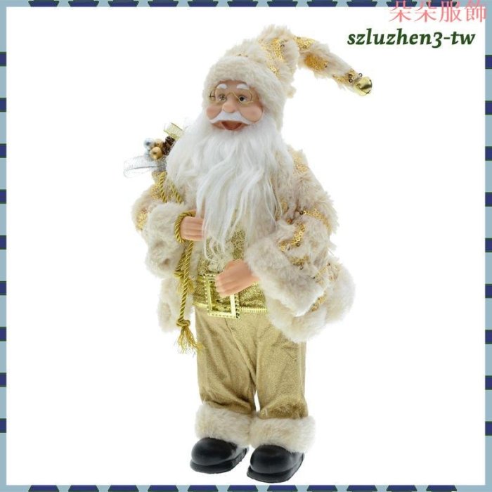 [SzluzhenfbTW] 30 厘米高站立的聖誕老人娃娃聖誕節人物裝飾品金色毛絨家用