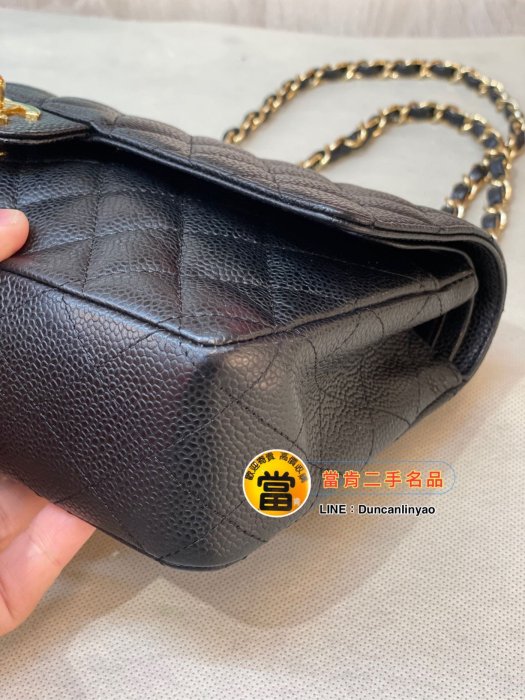 《當肯二手名品》CHANEL 黑色 荔枝皮 金鍊 25cm CF COCO包 口蓋包 肩背包 VINTAGE ㊣