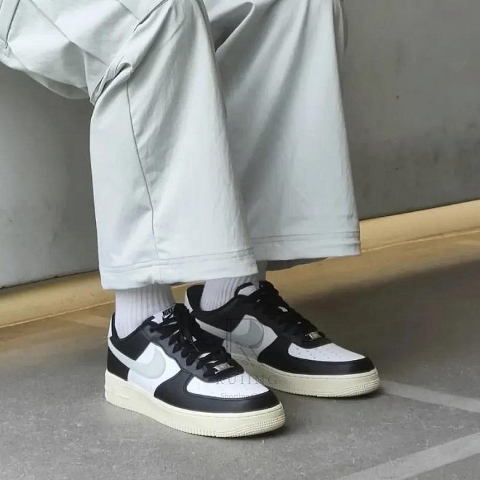 NIKE AIR FORCE 1 AF1 黑白灰 熊貓 灰綠 拼接 休閒鞋 男鞋 運動鞋 FQ6848101