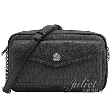 【茱麗葉精品】全新精品 MICHAEL KORS JET SET TRAVEL MK LOGO 印花相機包.黑灰 現貨