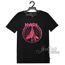 【茱麗葉精品】【全新精品】KARL LAGERFELD 卡爾 專櫃商品 巴黎鐵塔亮片圖案棉質短T恤.黑(多尺寸) 現貨