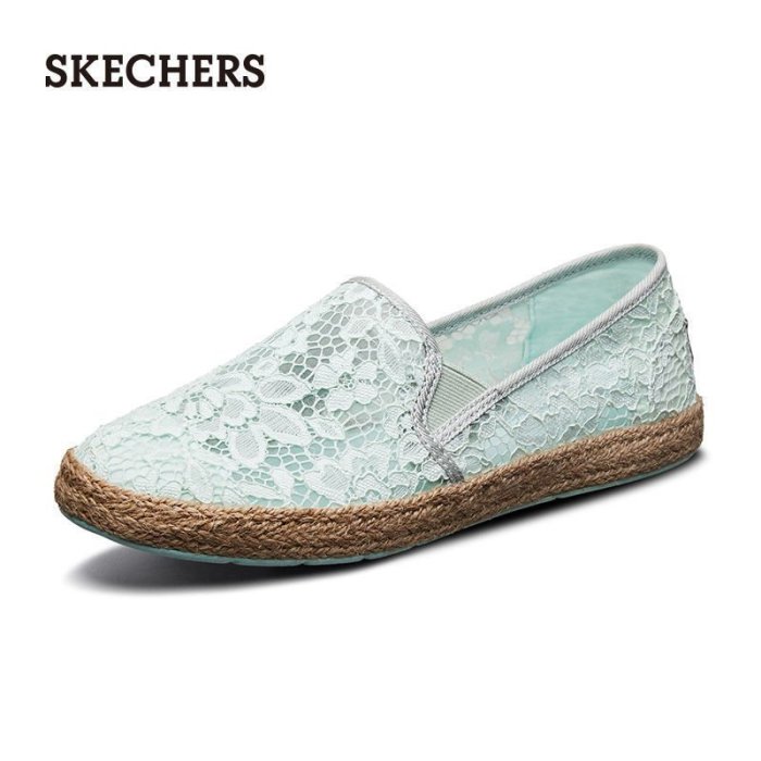 100原廠％Skechers斯凱奇官方女鞋夏季新款蕾絲休閑編織漁夫鞋單鞋66666184