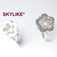 *SKYLIKE*最可愛-韓國進口585/14K白K金、黃K金、玫瑰K金亮面雙層立體小花鋯石易扣耳環TO-47824s*