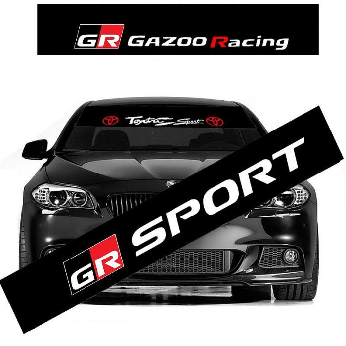汽車擋風玻璃擋風玻璃貼紙黑色裝飾貼紙適用於豐田 GR Sport VIos Yaris Corolla Cross Ve