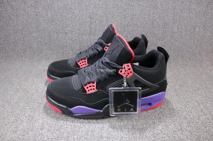 Air Jordan 4 “Raptors”黑紫 經典 中筒 休閒運動籃球鞋 男鞋 AQ3816-056