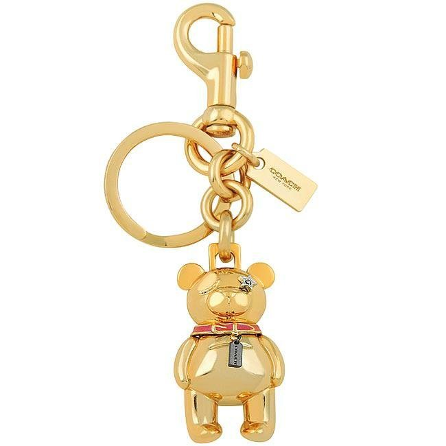 美國 COACH 金色泰迪熊TEDDY BEAR 3D立體玩偶鑰匙圈 吊飾 /全新商品